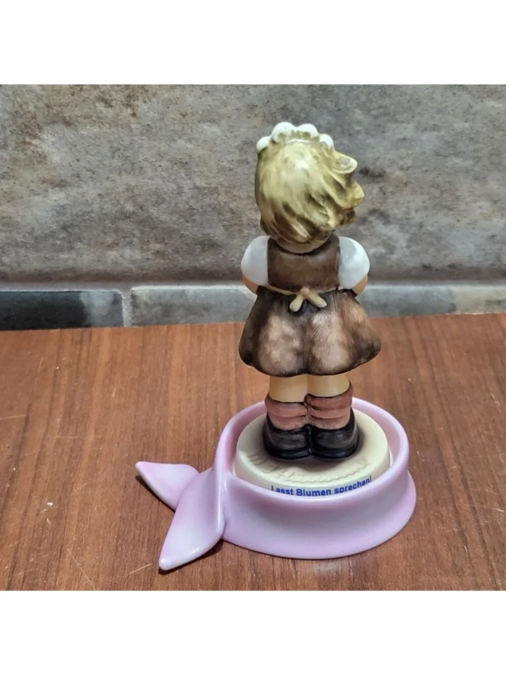 Goebel Hummel Hope Figurine 2203 Breast Cancer Awareness Pink Ribbon Base